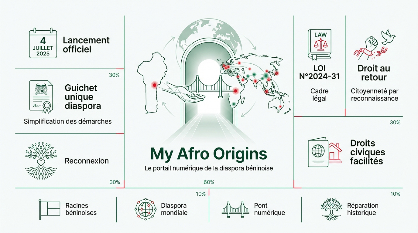 Interface de la plateforme My Afro Origins pour la diaspora béninoise
