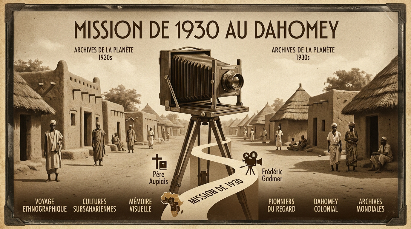 Scène de vie traditionnelle au Dahomey en 1930 photographiée par la mission Aupiais-Gadmer